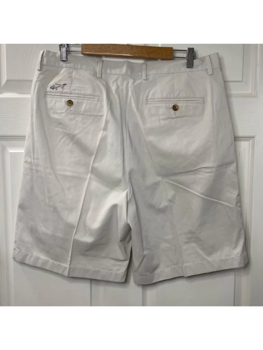Vintage Greg Norman Pleated Chino Shorts Men's Size 36 Khaki Beige 100% Cotton‎